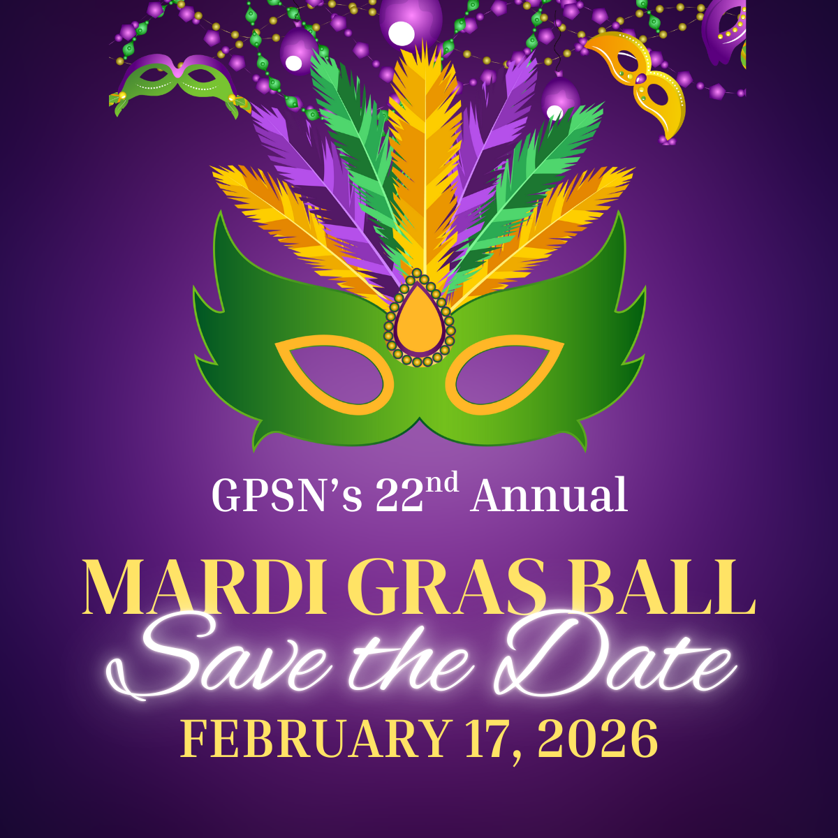 Purple Modern Mardi Gras Party Flyer